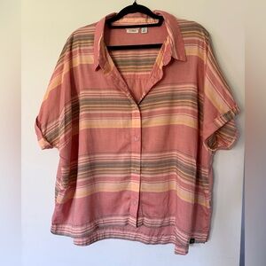 L.L. Bean 100% Lyocell Tencel Short Sleeve Boxy Button Down Shirt